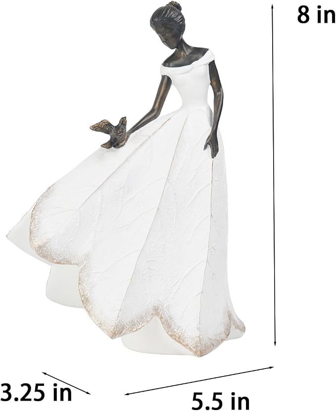 Guichifun Fairy Statue, White, 5.5 x 3.25 x 8 Inch | Leaf Angel Girls Resin, Living Room Bookshelf Decor, Garden Outdoor Bathroom Decorations, Figurines Gift, Home Decoration