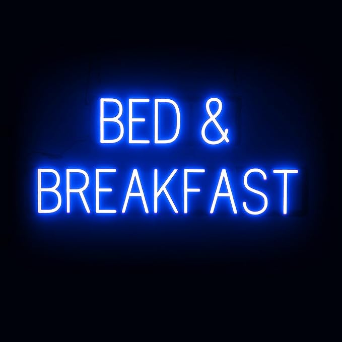LED Neon BED & BREAKFAST Sign for Business - Blue, 35" x 15" | Ultra-Bright Click-Together Signage for Hotels & Motels, with Visibility from 500 ft - 8 Animations, 6 Brightness Options