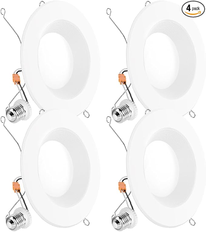 Sunco Retrofit LED Recessed Lighting 6 Inch, Downlight Can Lights for Ceiling, Baffle Trim, 965 LM, 13W (120W Equivalent), 4000K Cool White, Dimmable, Damp Rated UL 4 Pack.