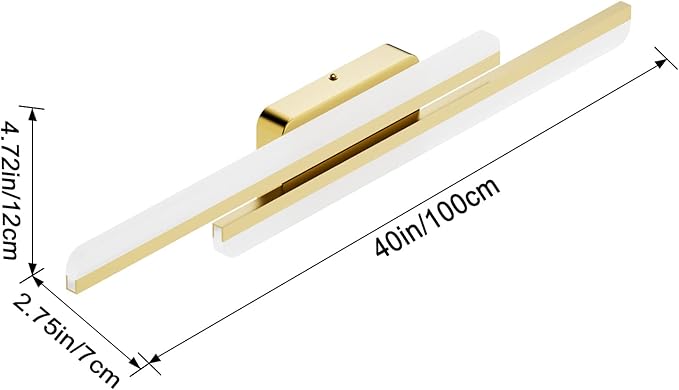 Ralbay 32" LED Gold Vanity Lights for Bathroom 36W Frosted Aluminum Modern Gold Bathroom Vanity Light Fixtures Over Mirror Modern Gold Bath Lighting 6000K White Light