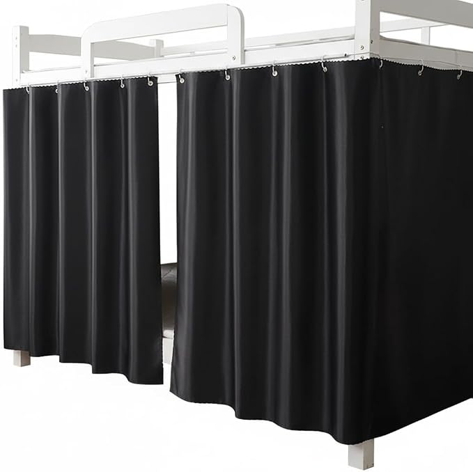 Dorm Blackout Privacy Bottom Bunk Bed Curtains - 2 Panels 78.7"x45.3", No Drill Installation for Twin Loft Beds, Light Blocking Under Bed Canopy with Hanging Hooks & Ropes