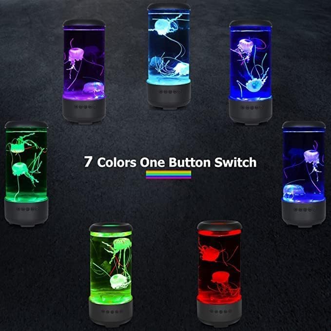 Jellyfish Lamp, 18LED 7-Color Changing Light with 5 Levels Brightness Jellyfish Aquarium fish lamp Home decor, children's birthday gift, men's and women's holiday gift, relaxing mood atmosphere