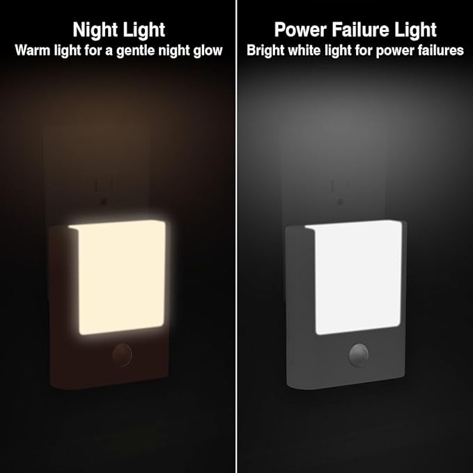 Camelion 3-in-1 Emergency Light, Power Outage Night Light, 4-Pack | Rechargeable Plug-in LED light,Battery Backup, Dusk to Dawn Motion Sensor,Power Failure,Hurricane Ready,ETL Safety Certified