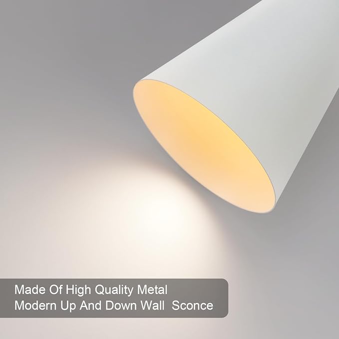 Modern Indoor Wall Sconce Up and Down White Wall Sconce Mid Century Indoor Wall Light Fixture Hardwired Wall Mounted Lamp for Living Room Bathroom Bedroom Hallway 15 Inch