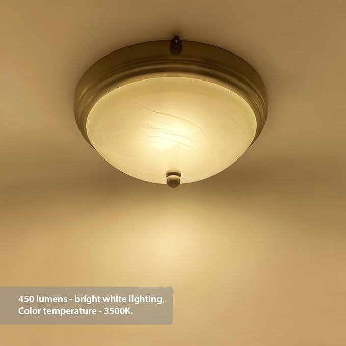 RV Ceiling Dinette Light LED 12v Camper Dining Table Lights Fixture Interior 9inch Round Dome Lamp with Switch 9W 450lumens 3500K Warm White Lighting (1 Light)