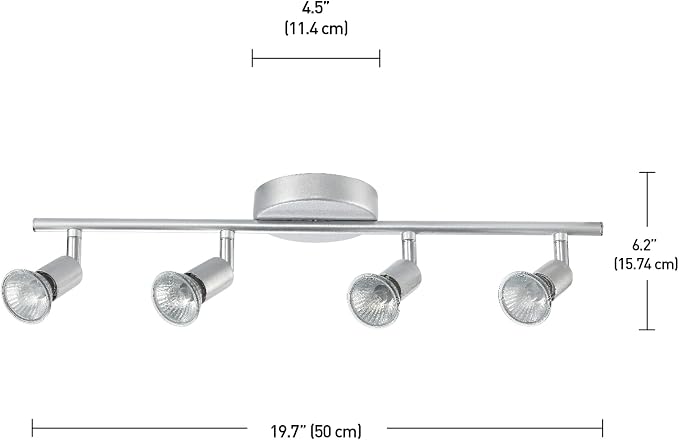 Globe Electric 58932 Payton Collection 4 Bar Track Light, Matte Silver, Bulb Not Included