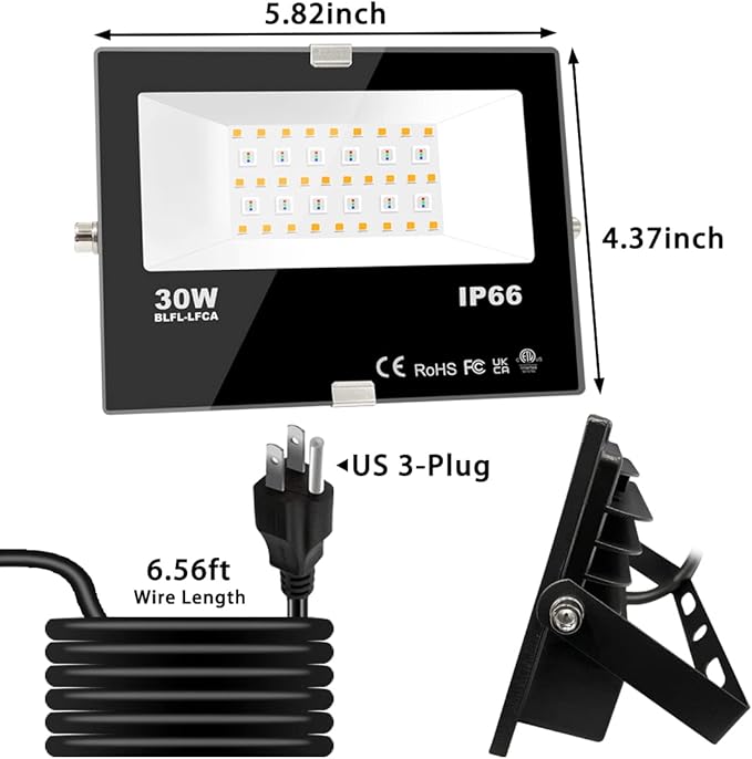 MELPO 30W Led Flood Light Outdoor 300W Equivalent, Color Changing RGB Lights with Remote, 120 RGB Colors, Warm White 2700K, Timing, Custom Mode, Uplight Landscape Lights,IP66 US 3-Plug (4 Pack)