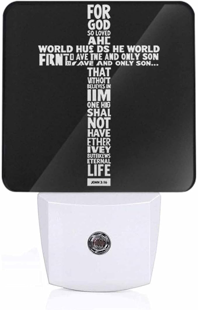 The Cross Night Light Christianity with Biblical Verses LED Night Lights Plug into Wall for Stairway Hallway Bedroom 0.5W Nightlight
