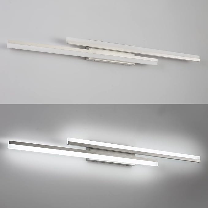 PRESDE 48 Inch LED Bathroom Vanity Light Bar, Modern Brushed Nickel Bath Lighting Fixture Over Mirror