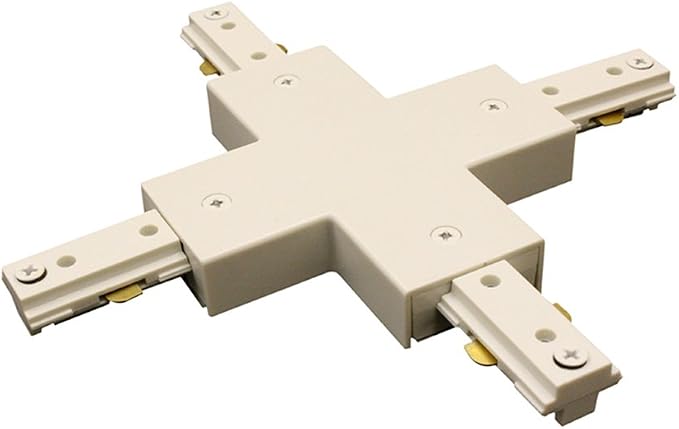 WAC Lighting L Track 120V X-Connector to Connect Four Tracks into 90 Degree Angles for L Style 2-Wire Track Systems in Brushed Nickel