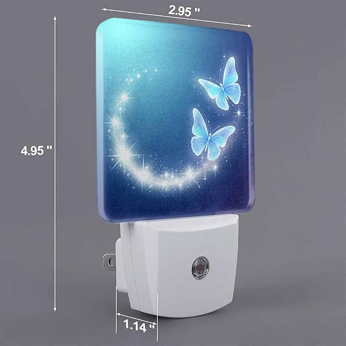 Glowing Butterflies LED Night Lights Plug into Wall Sparkle Firework and Stars 0.5W Plug in Night Light, Dusk to Dawn, Bright Nightlight Auto On/Off, for Room Bedroom Bathroom