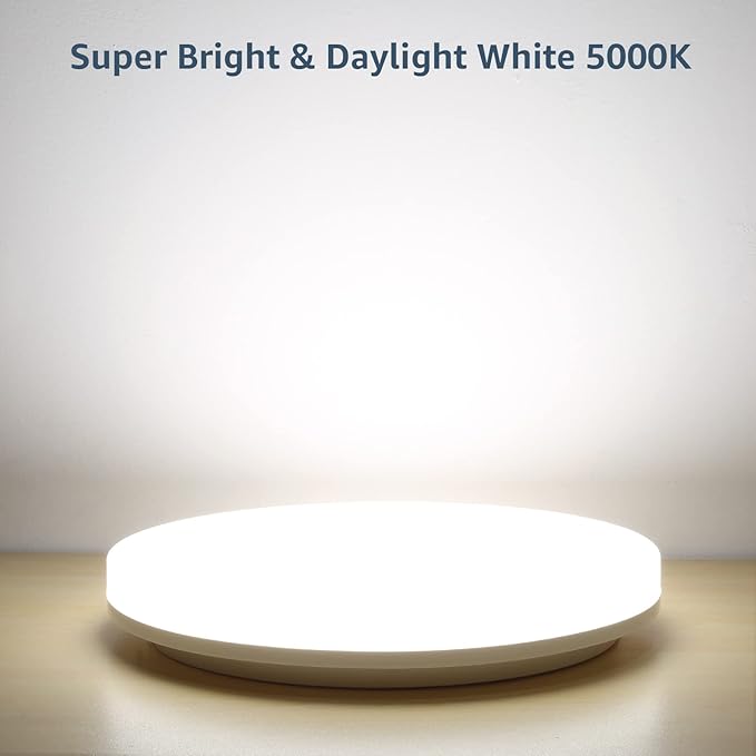 Lepro 11 inch 24 watt Flush Mount LED Ceiling Light 2400 Lumen 200 watt Equivalent, Waterproof, Daylight White 5000 Kelvin Bright Ceiling Fixture for Kitchen, Bathroom, Laundry, Hallway, Not-Dimmable