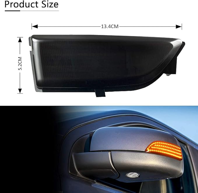 D-Lumina Sequential LED Turn Signal Side Mirror Lights Smoked Lens Fit 2012-2019 Fo-rd Ranger T6 Raptor Wildtrak and 2015-2019 Everest, Dynamic Side Mirror Marker Light Replace Factory Amber Reflector