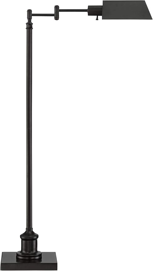 Jenson Adjustable Height Bronze Swing Arm Pharmacy 54" Tall Floor Lamp | Traditional Farmhouse Standing Base Dark Metal Bright Downward Light for Living Room Reading House Bedroom