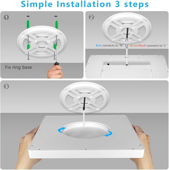 12Inch 24W Square LED Ceiling Light Fixtures Flush Mount, 4000K Natural White LED Ceiling Lamp, Surface Mount Modern Ceiling Lights, Slim Flat Panel Lighting for Bedroom, Kitchen, Bathroom Etc.