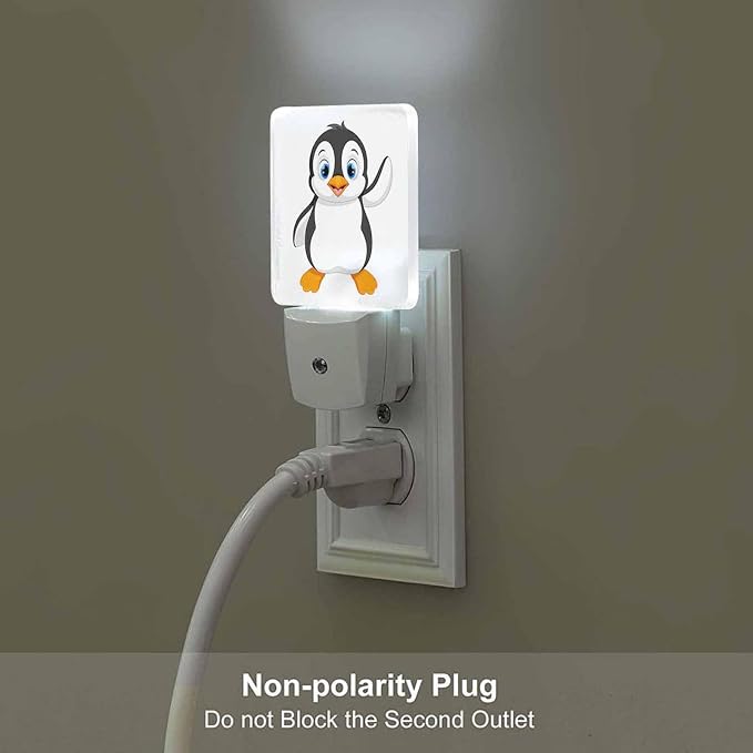 LED Night Light,Cute Cartoon Penguin LED Night Light Plug into Wall with Dusk to Dawn Light Sensor White Energy Efficient Nightlight for Bedroom Bathroom Hallway Living Room Kitchen