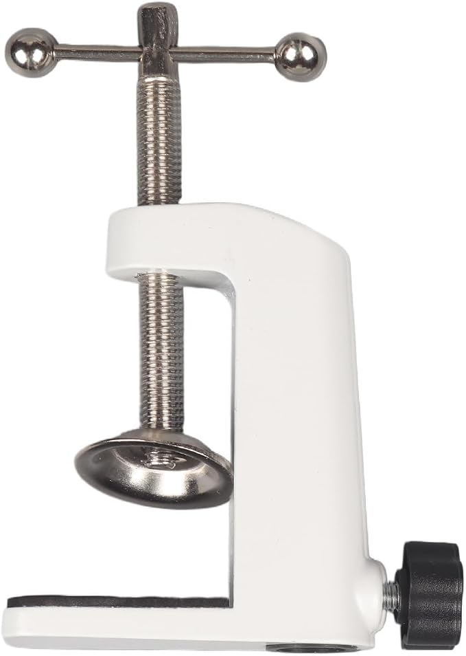 Universal C-Clamp Lamp Holder Desk Mount Clamp Base for Swing Arm Lights, DIY Lighting, Monitors, Workbenches (white)