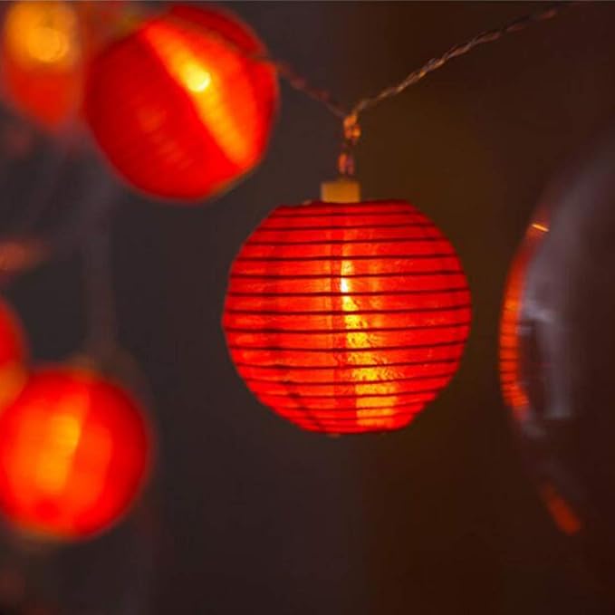 Red Lantern String Lights 9.8ft 20 LEDs Battery Operated with Remote Control Hanging Lanterns String Lights for Chinese New Year,Spring Festival,Wedding,Party Decoration,Christmas