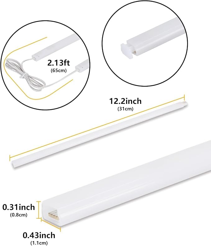 Cefrank 6-Pack Linkable Under Cabinet Lighting, 12" LED Shelf Light Bars | 1200LM Cool White • Plug-in • CRI90+ • Frosted Lens • Pantry • Bookshelf • Workbench