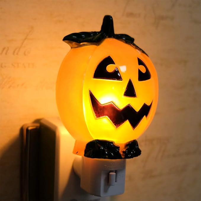 DRomance Pumpkin Plug in Night Light with 360 Degree Swivel Plug Halloween Decoration