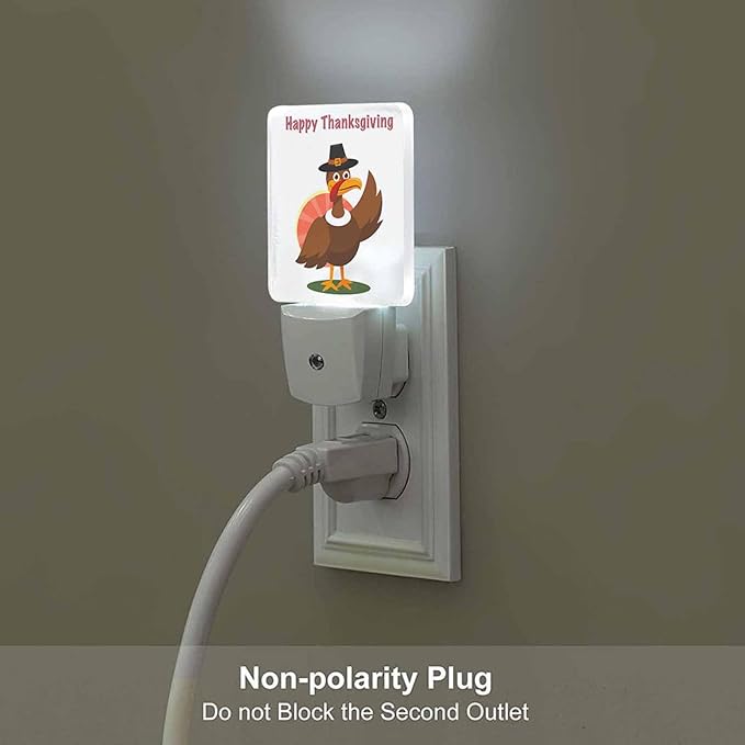 LED Night Light Plug into Wall with Dusk to Dawn Light Sensor White Energy Efficient Thanksgiving Day Autumn Traditional Nightlight for Bedroom Bathroom Hallway Living Room Kitchen