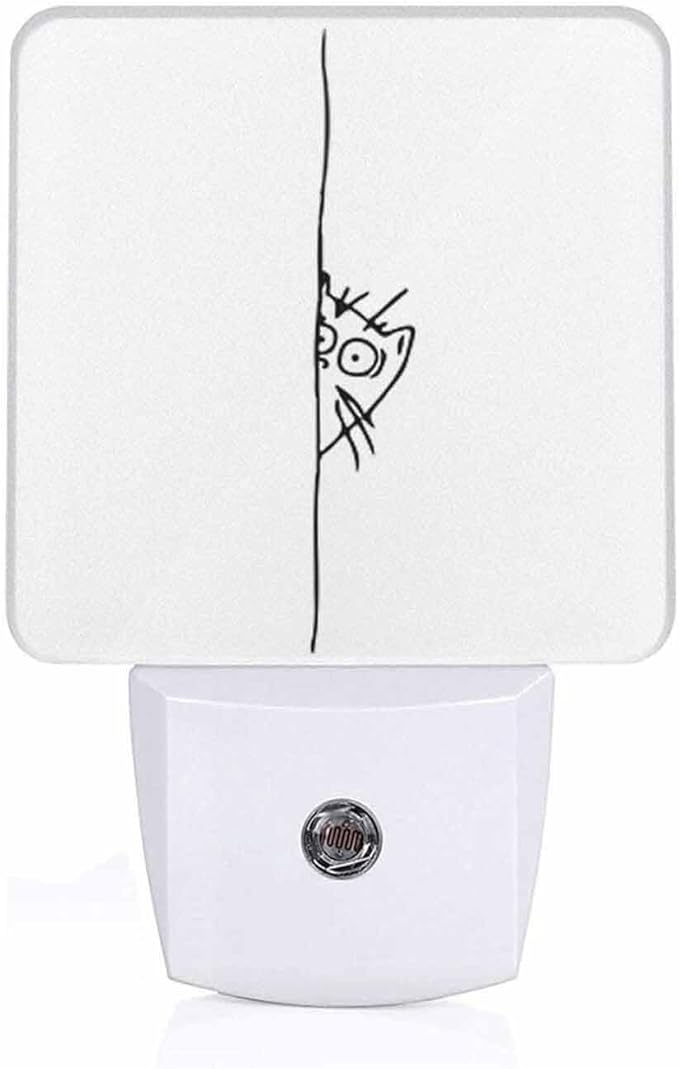 LED Night Light,Cat Peeking Out From Around The Corner LED Night Light Plug into Wall with Dusk to Dawn Light Sensor White Energy Efficient Nightlight for Bedroom Bathroom Hallway Living Room Kitchen