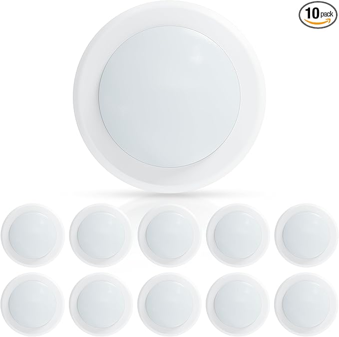 ECOELER 10 Pack 6" LED Disk Light, Dimmable Flush Mount Ceiling Downlight, 16.5W 1000Lm, 5000K Daylight, LED Disc Light Installs into J-Box or Recessed Can, ETL & FCC Listed