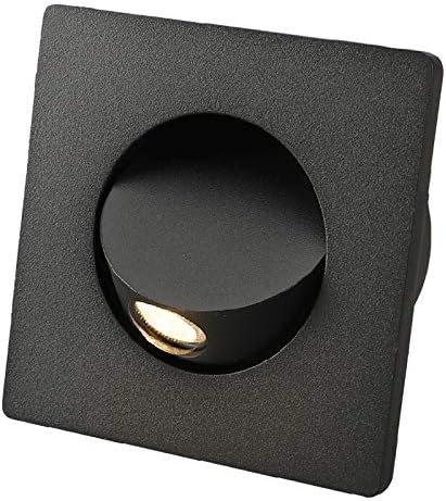 3W LED Wall Recessed Step Stair Lighting Bedside Reading Light Fixture Hidden On/Off Switch Adjustable Warm White Black Square