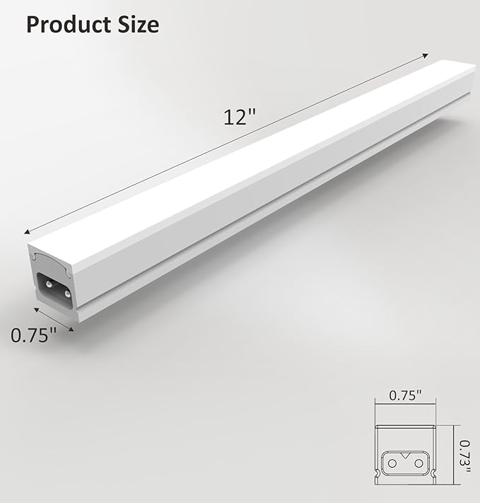 Under Cabinet Lighting Plug in, 12 Inch 1 Pc, Linkable AC120V 3CCT 3000K/4000K/5000K Ultra Slim, LED Under Cabinet Lights for Counter Light, Kitchen, Shelf, Sink, Workshop, Desk，White
