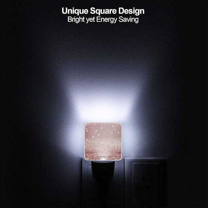 Rose Gold Night Lights Plug into Wall Luxury Glitter Hazy Dreamlike Night Light with Dusk to Dawn Sensor for Home Bedroom Bathroom Living Room 0.5W Sleep-Friendly