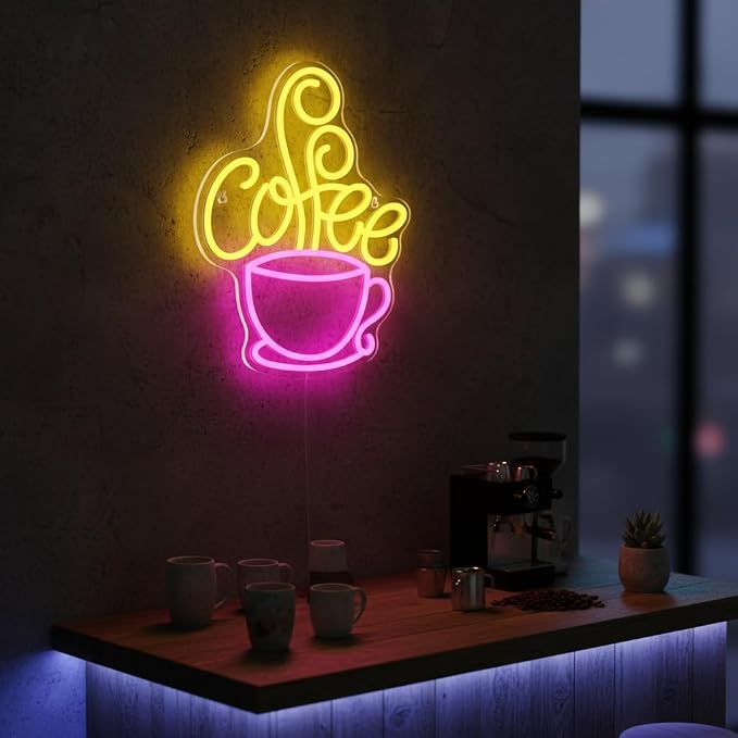 Coffee Bar Neon Sign, Dimmable LED Coffee Wall Light for Coffee Station | USB Powered Coffee Neon Light for Coffee Station, Kitchen, Cafe Shop, Coffee Corner, Home Bar Decor, Gift for Coffee Lovers