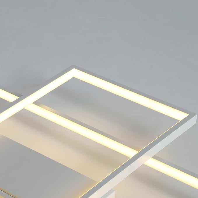 GEADI Modern 41.3in 3-Square LED Ceiling Light, 68W White Flush Mount | Dimmable Ceiling Lamp with Remote Control, 3000K-6000K, 5440 Lumens, Memory Function for Living Room, Bedroom and Dining Room