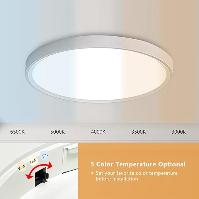 4PK Dimmable 15.8 Inch Led Ceiling Light Flush Mount, 34W, 3060LM, 3000K/3500K/4000K/5000K/6500K CCT, 0.98" Super Slim Close to Ceiling Round Flat Panel Light for Hallway,Kitchen ect, White