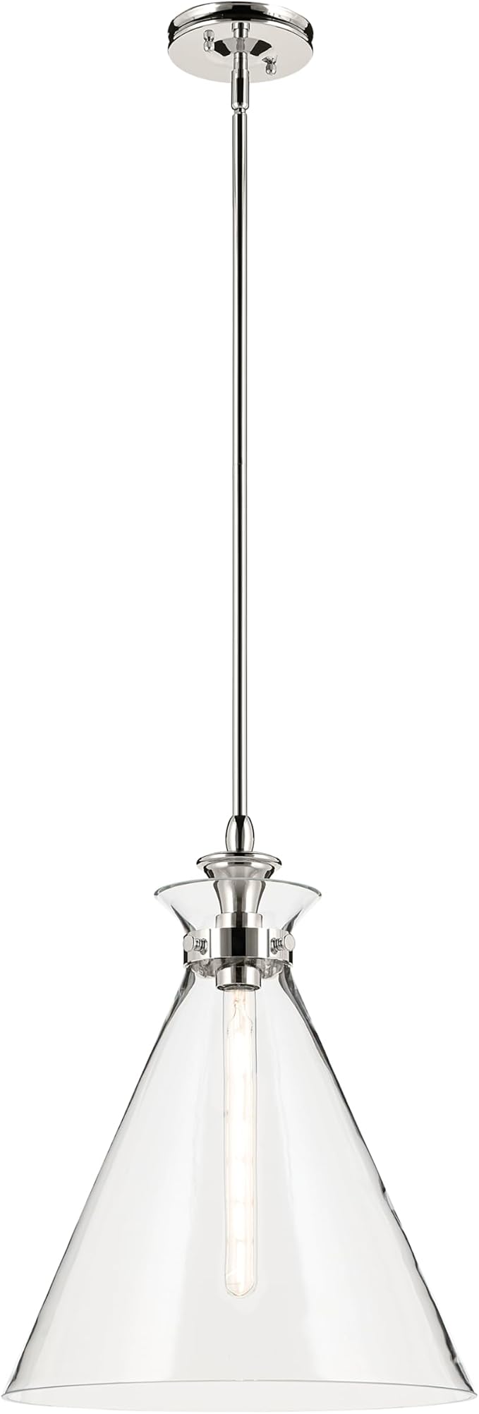 Kichler Laria Pendant Light, Clear Glass, Polished Nickel | Sloped ceiling compatible pendant light for kitchen islands and dining rooms (19.75" x 16"), 52775PNCLR