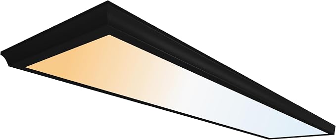 Ultralux Framed 1x4 Surface Mount LED Panel Dimmable 5CCT Matte Black 1Pk | 4000 lumens, 120-degree beam, CRI>80, 48.5 x 12.5 x 1.2 in, aluminum, fits junction boxes, over 50,000 hours