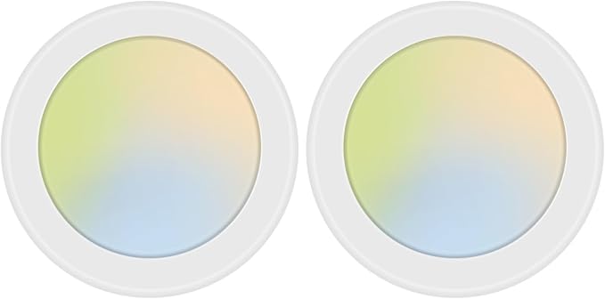 2 Pack 5CCT 6 Inch LED Disk Light, Dimmable Flush Mount Ceiling Lights, 2700K/3000K/3500K/4000K/5000K Selectable, 15W 1100LM, CRI 90, Low Profile Surface Mount Ceiling Disc Light, Wet Rated & ETL