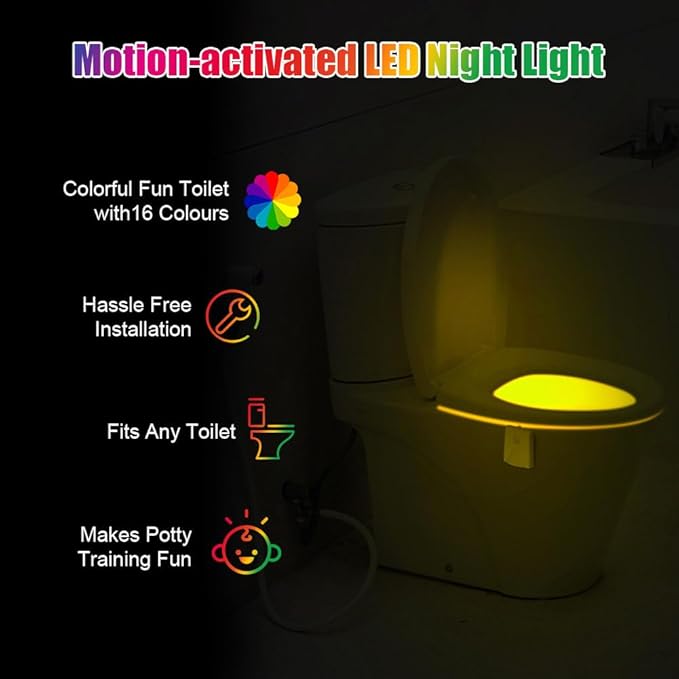 Toilet Night Lights, 2PCS Motion Sensor with Star Projector, USB Rechargeable 16 Colors Changing LED Bowl Lights, Bathroom Accessories Decor, Funny Gift for Men, Women, Kids