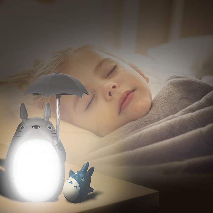 BATVOX Totoro Umbrella LED Night Light Kid's Character Lamp USB Charge (White Belly) Bonus Totoro Tumbler