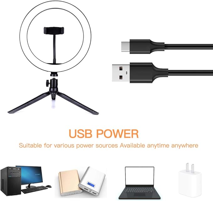 Ring Light with Stand OEBLD Dimmable Desk Selfie Ring Light with Phone Holder for Video Photography Remote Control for Makeup Live Streaming YouTube Lighting (D(10.2''Ring Light & Tripod))