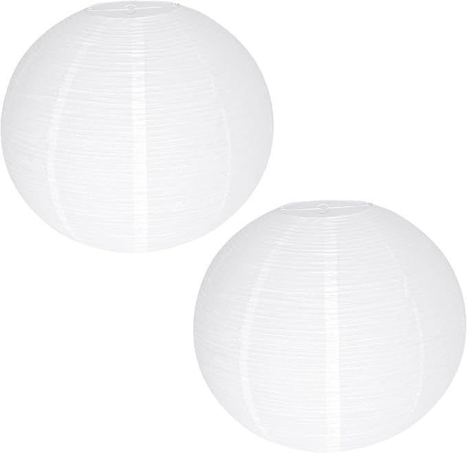 White Paper Lamp Shades set of 2, 12''x12'' Small Chinses Paper Lantern Pendant Light Shades,Round Lanpshades Home Decor Ceiling Lampshade, Foldable Lampshade