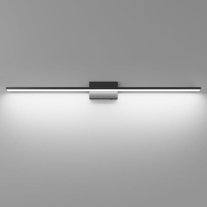 Ralbay 5 Color Temperature Dimmable Mdoern Black Vanity Light for Bathroom Lighting 48inch Acrylic LED Modern Black Bathroom Wall Lighting Fixtures Over Mirror