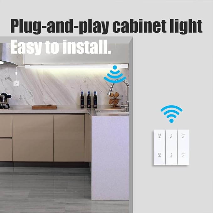 ONIDEK Under Cabinet Lights with Plug. 3000K-6500K Dimming and Color. with Wireless Control Panel and Remote Control.18W 1800LM for Garage, Kitchen, Bathroom, Closet, Office (24 inch-2pcs)