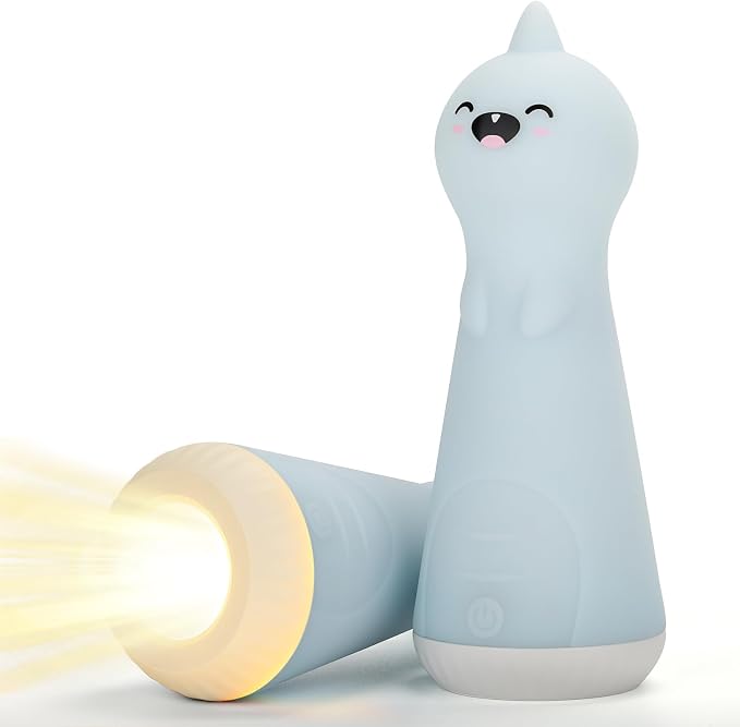 ShaArkMango Flashlight with Night Light for Kids Rechargeable LED Dimmable Nightlight Toddler Bed Room Glow in Dark Handheld Emergency Flashlight for Nursery Traveling Nighttime Use