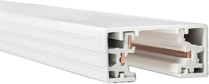 WAC Lighting H Track 6FT Single Circuit Field Cuttable 120V Track for H Style 3-Wire Track Fixtures with 2 Endcaps in White