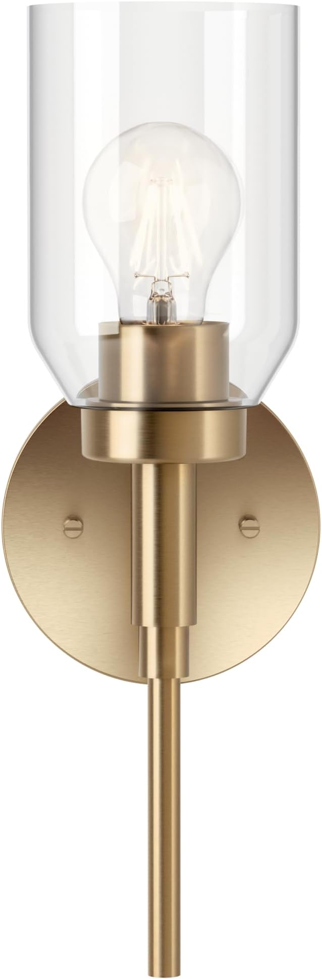 Kichler Madden 1-Light Bathroom Wall Light, Champagne Bronze | Modern wall light with clear glass for bathrooms and hallways (14.75" x 5"), 55183CPZ