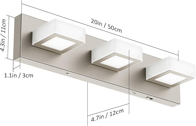 Ralbay 5 Color Temperature Brushed Nickel Bathroom Vanity Lights Dimmable Acrylic Modern LED Bathroom Wall Lighting Fixtures Brushed Nickel