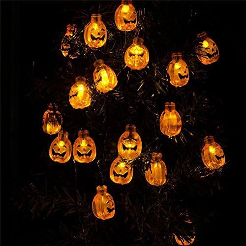 Hann® Solar LED String Lights, 30LED Crystal Ball | Lanterns | Moroccan Orb Ball | Cute Ghost Pumpkin Waterproof Outdoor Decorative String Lights for Christmas Garden Halloween (Pumpkin)