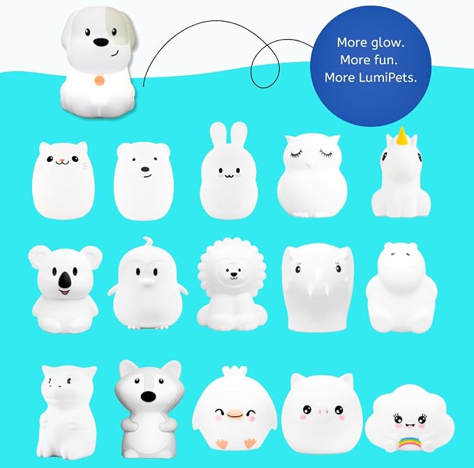 Puppy Night Light with Remote, Squishy Silicone Lamp for Kids | Tap Control | Rechargeable 9-Color Changing Soft Glow | Nursery Nightlight for Kids | Portable Animal Nightlight | USB Cord