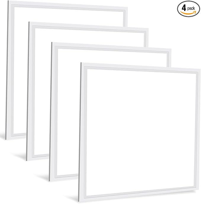 4 Pack 2x2 LED Flat Panel Lights for Drop Ceiling 45W, 5800LM 5000K Troffer Replacement Light Fixture, 0-10V Dimmable Recessed Edge-Lit Led Drop Ceiling Lights for Commercial Office, ETL Listed