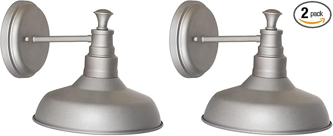 Design House 519892 Kimball Industrial Farmhouse 1-Light Indoor Wall Light with Metal Shade for Hallway Bathroom Kitchen Foyer, Galvanized Paint (Pack of 2)